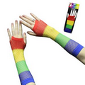 Rainbow Fishnet Fingerless Gloves